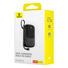 PowerBank QPOW PRO + 20000MAH s USB-C káblom a displejom - čierna