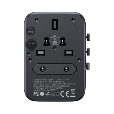 Laddare Reseadapter Universal 17W EU / US / UK / JP / AU / CN - Svart