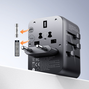 Laddare Reseadapter Universal 17W EU / US / UK / JP / AU / CN - Svart