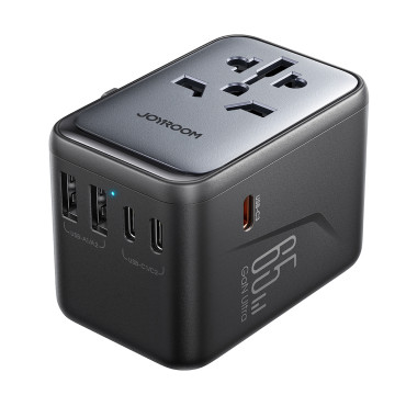 Töltő utazási adapter Universal 65W EU / US / JP / AU / UK / CN - fekete