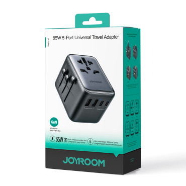 Adaptador de viagem do carregador Universal 65W EU / US / JP / AU / UK / CN - Preto