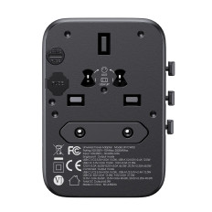 Töltő utazási adapter Universal 65W EU / US / JP / AU / UK / CN - fekete