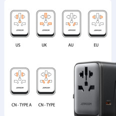 CHARGER Travel Adapter Universal 65W EU / US / JP / AU / UK / KN - čierna