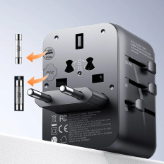 Adaptador de viagem do carregador Universal 65W EU / US / JP / AU / UK / CN - Preto