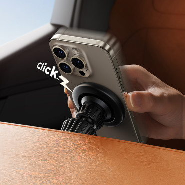 Magnetic car holder for a checkered phone - black