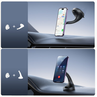 Magnetisk bilhållare på telefonen på glasockpiten - svart