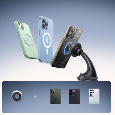 Magnetische autohouder op de telefoon op de glazen cockpit - zwart