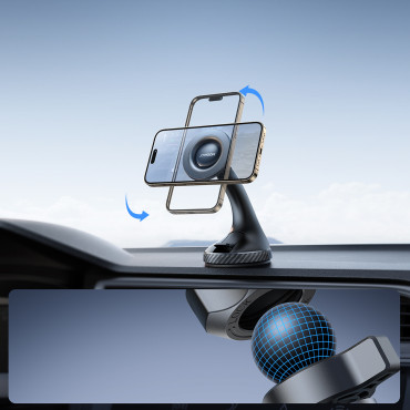 Magnetische autohouder op de telefoon op de glazen cockpit - zwart