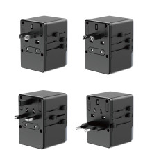 Putnički adapter za punjenje Gan Pro 3 65W EU / US / JP / aus / UK 2x USB-C 2x USB-A - crno