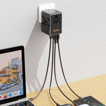 Putnički adapter za punjenje Gan Pro 3 65W EU / US / JP / aus / UK 2x USB-C 2x USB-A - crno