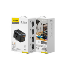 Φορτωτής προσαρμογέα ταξιδιού A35PRO 35W EU / UK / AUS / US / JP 3x USB-C 2x USB-A - Μαύρο