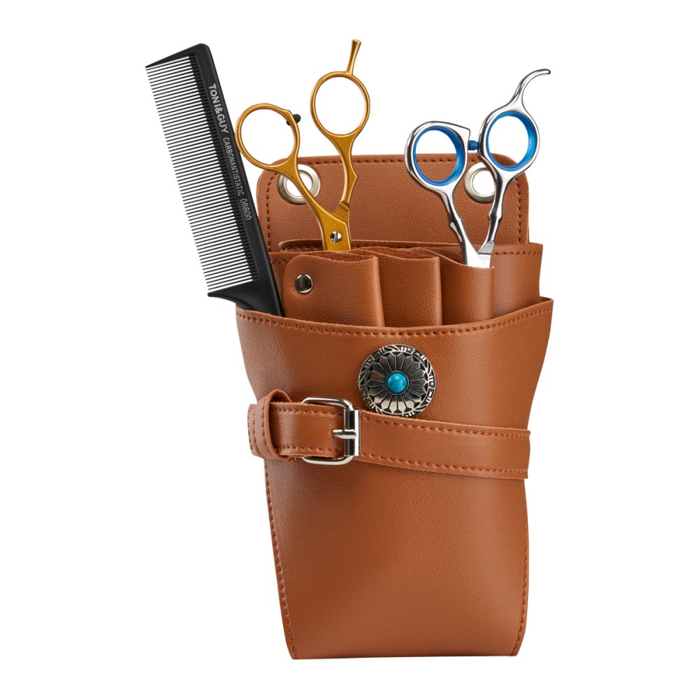 HOLSTER-GÜRTEL FÜR HAARSCHEREN T14 BRAUN — Vorderansicht