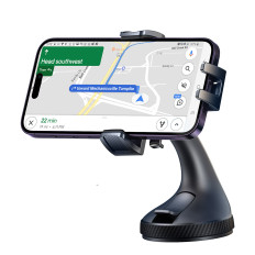 Držalo za avtomobile na telefonu, pritrjeno s steklom - črno