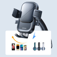 Držalo za avtomobile na telefonu, pritrjeno s steklom - črno