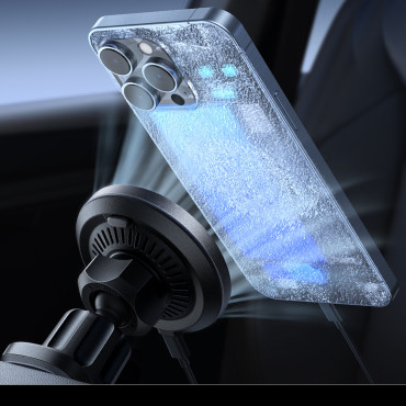Suporte de carro com carregador de indução Magsafe com refrigeração de telefone - preto