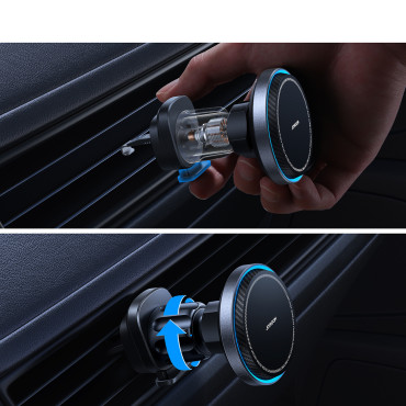 Suporte de carro com carregador de indução Magsafe com refrigeração de telefone - preto