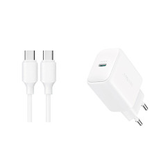 Caricatore di rete USB-C PD QC 20W + + Cavo USB-C 1M - Bianco