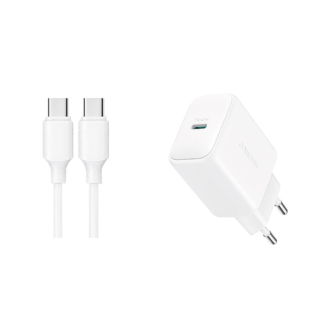 USB-C PD QC 20W + Nätverksladdare + USB-C 1M-kabel - Vit