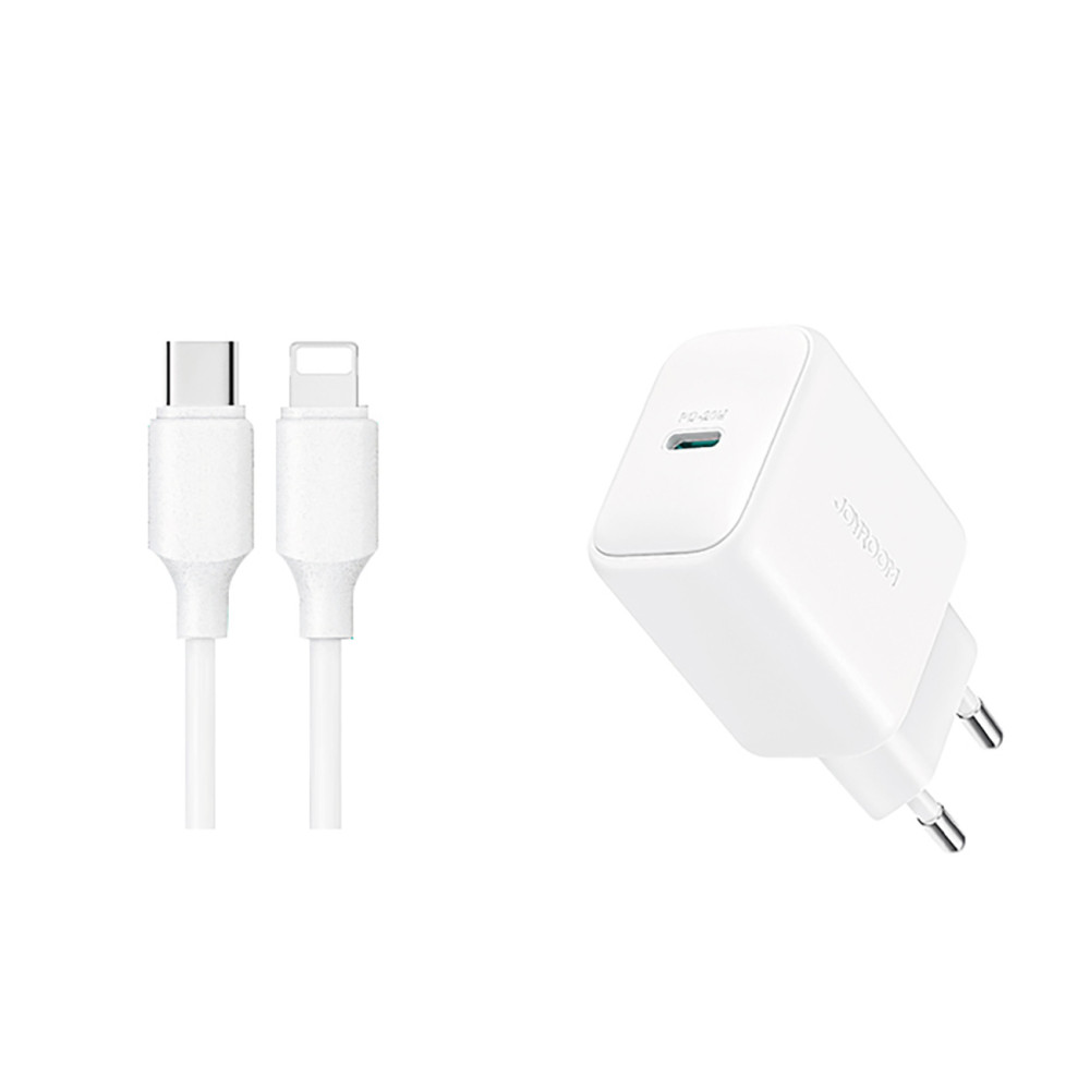 Netzwerklader USB-C PD QC 20W + iPhone Blitz 1m Kabel - Weiß