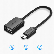 Mini USB-B-adapter (Man) - USB-A (Kvinna) OTG 10cm - Grå