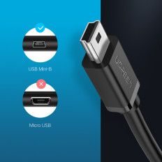 Mini USB-B-adapter (Man) - USB-A (Kvinna) OTG 10cm - Grå
