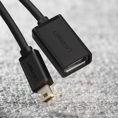Mini USB-B-adapter (Man) - USB-A (Kvinna) OTG 10cm - Grå