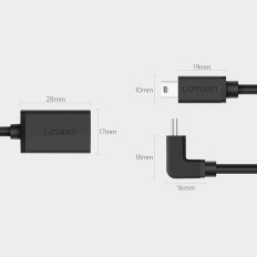 Mini USB-B-adapter (Man) - USB-A (Kvinna) OTG 10cm - Grå