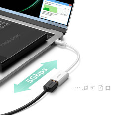 Adapter USB-A 3.0 (Kvinnlig) Adapter - USB-C 3,0 (Man) OTG - Vit