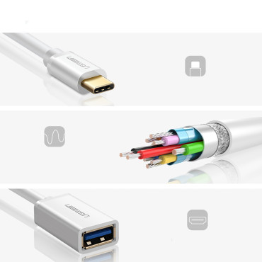 Adaptér USB-A 3,0 (ženský) adaptér - USB-C 3.0 (Muž) Otg - bílá