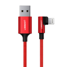 Kaapelikulmajohto iPhone Lightning - USB-A MFI 2.4a 1m - punainen