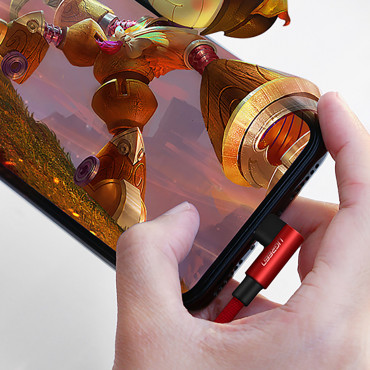 Kaapelikulmajohto iPhone Lightning - USB-A MFI 2.4a 1m - punainen