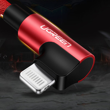 Καλώδιο γωνίας καλωδίου iPhone Lightning - USB-A MFI 2.4a 1m - κόκκινο