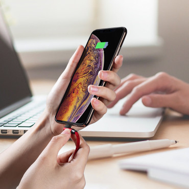 Kabelvinkel Ledning iPhone Lightning - USB-A MFI 2.4A 1M - Rød