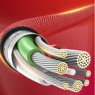 Kaapelikulmajohto iPhone Lightning - USB-A MFI 2.4a 1m - punainen