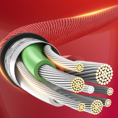Cabo Ângulo Cord IPhone Relâmpago - USB-A MFI 2.4A 1m - Vermelho