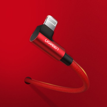 Kabelvinkel Ledning iPhone Lightning - USB-A MFI 2.4A 1M - Rød