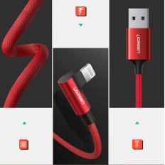 Kabelwinkelkabel iPhone Blitz - USB-A MFI 2.4A 1M - rot