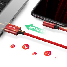 Kabelvinkel Ledning iPhone Lightning - USB-A MFI 2.4A 1M - Rød