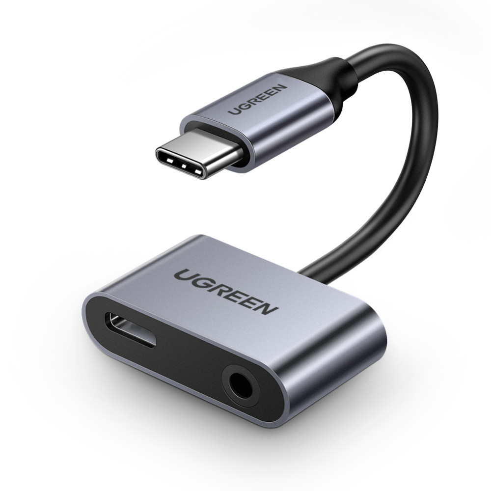 Audio Audio USB-C (Mann) - Mini Jack 3.5mm / USB-C (Kvinne) - Grå