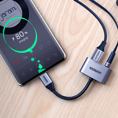 Audio Audio USB-C (Mann) - Mini Jack 3.5mm / USB-C (Kvinne) - Grå