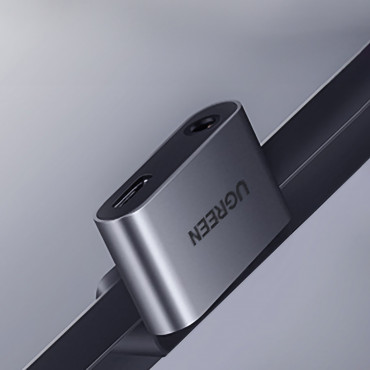 Audio Audio USB-C (Mann) - Mini Jack 3.5mm / USB-C (Kvinne) - Grå
