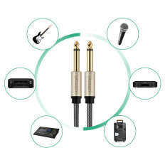 Kabeļu audio kabelis mono ts ligzda 6.35mm - Jack 6.35mm 2m - pelēks