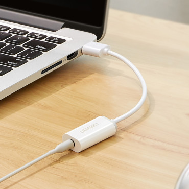 Adaptér USB-A (Muž) - MINI Jack 3,5 mm (Žena) - Biela