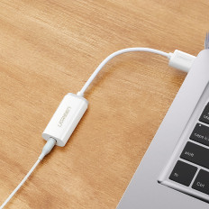 Adaptador USB-A (macho) - Mini Jack 3.5 mm (mujer) - Blanco