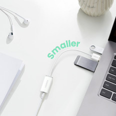 Adapter USB-A (uros) - Mini Jack 3,5 mm (naaras) - valkoinen