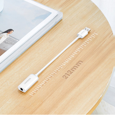 Adapter USB-A (mees) - Mini Jack 3,5 mm (naissoost) - valge