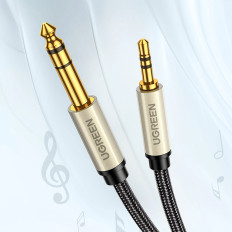 Cable Audio Cord TRS MINI JACK 3.5mm - jack 6.35mm 5m - sivá
