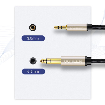 Cable Audio Cord TRS MINI JACK 3.5mm - jack 6.35mm 5m - sivá