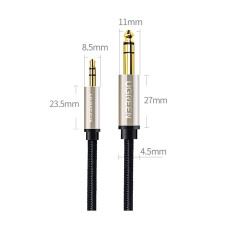 Cable Audio Cord TRS MINI JACK 3.5mm - jack 6.35mm 5m - sivá