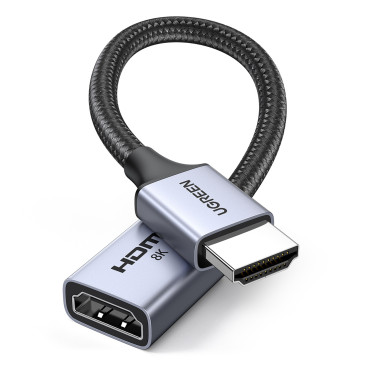 Káblový predlžovací kábel HDMI (Muž) / HDMI (Žena) 8k 15cm - sivá